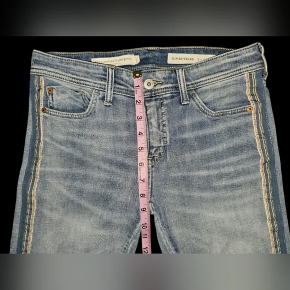 Anthropologie Pilcro Side Stripe Slim Boyfriend Jeans Light Mid Rise Sz 25/0 - Picture 4 of 13